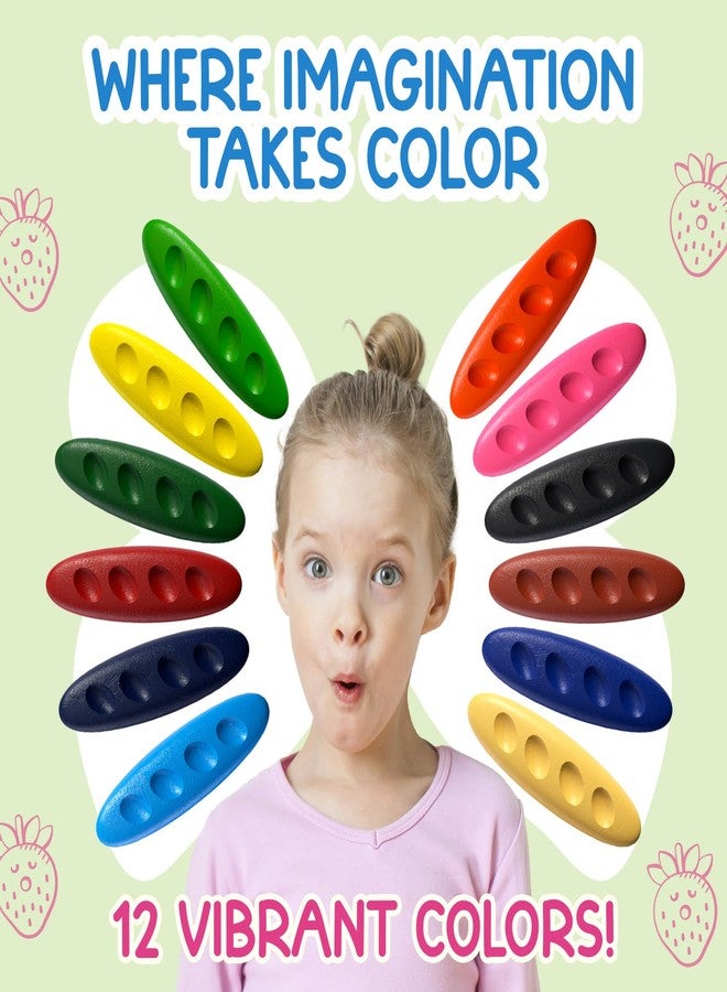 TinyGeeks 12 Peanut Crayons - Non Toxic Crayons for Toddlers - Washable for Kids Ages 4-8 - Easy To Hold - Toddlers 2-4 Years - Ergonomic Shape - Image 5
